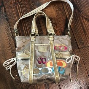 Coach Poppy Gold glitter with multi color